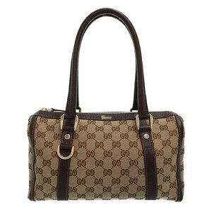 Gucci Abbey GG Canvas Boston Shoulder Bag Brown